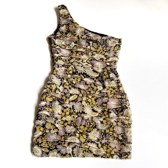 Zara Floral Print One Shoulder Mini Dress - Picture 8 of 12